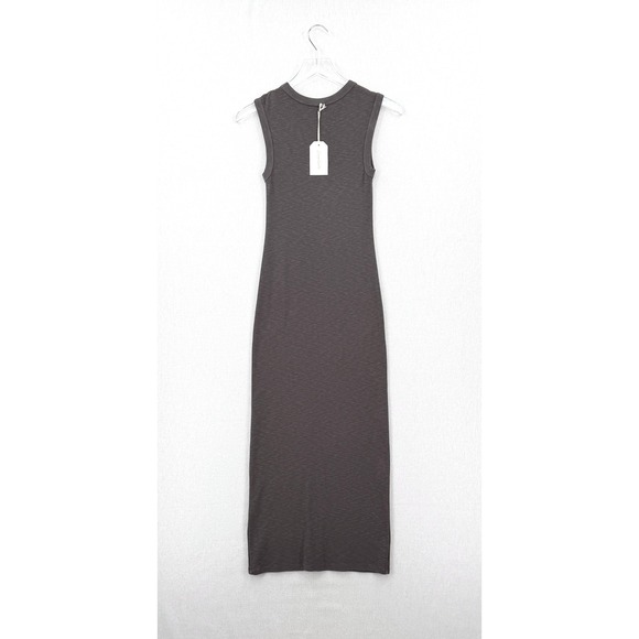 ENZA COSTA Textured Rib Sleeveless Maxi Dress Womens Small Iron Gray Minimalist - Picture 3 of 12